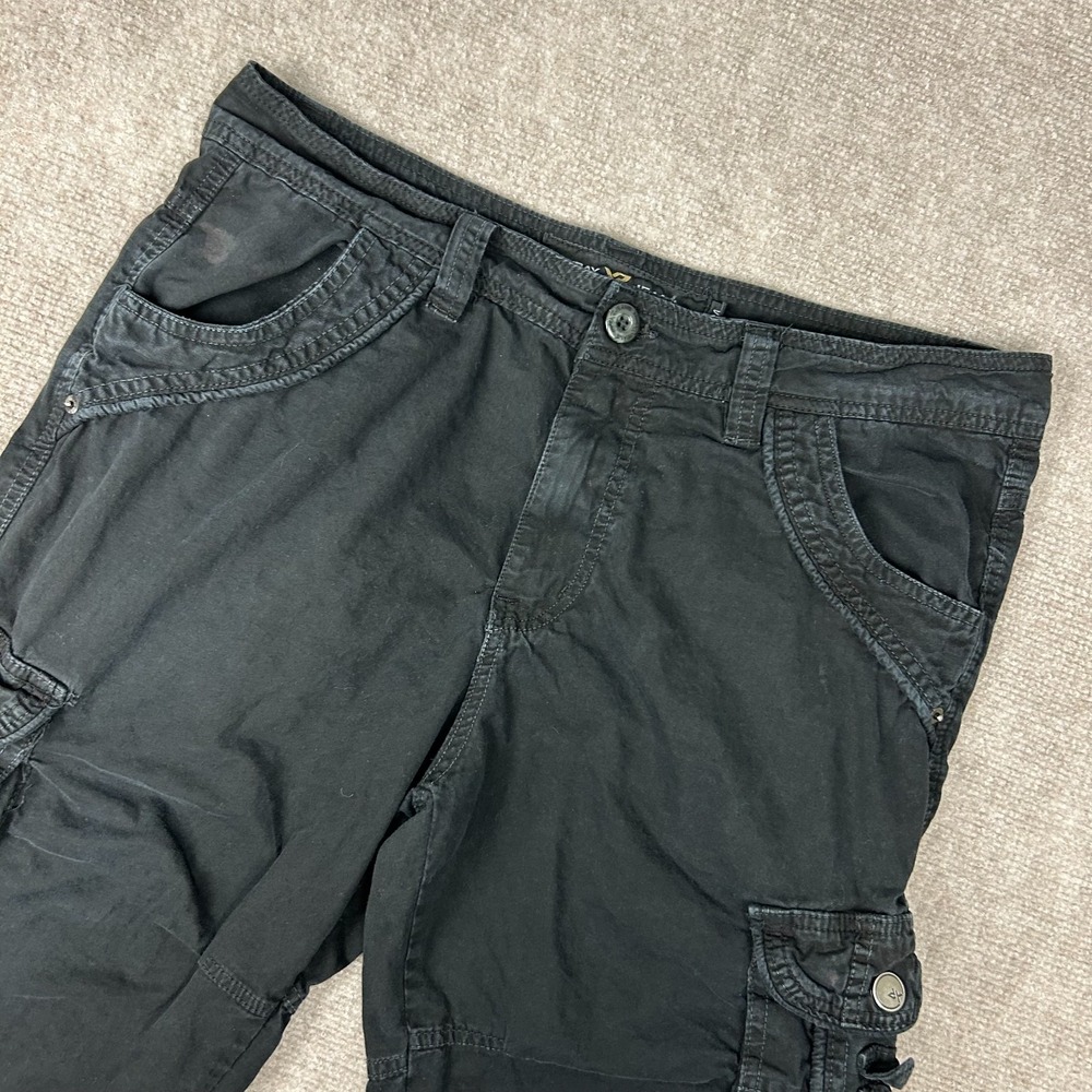 X-RAY Jeans Cargo Shorts Mens 34 Black Cotton Utility Mid Rise Logo Outdoor
